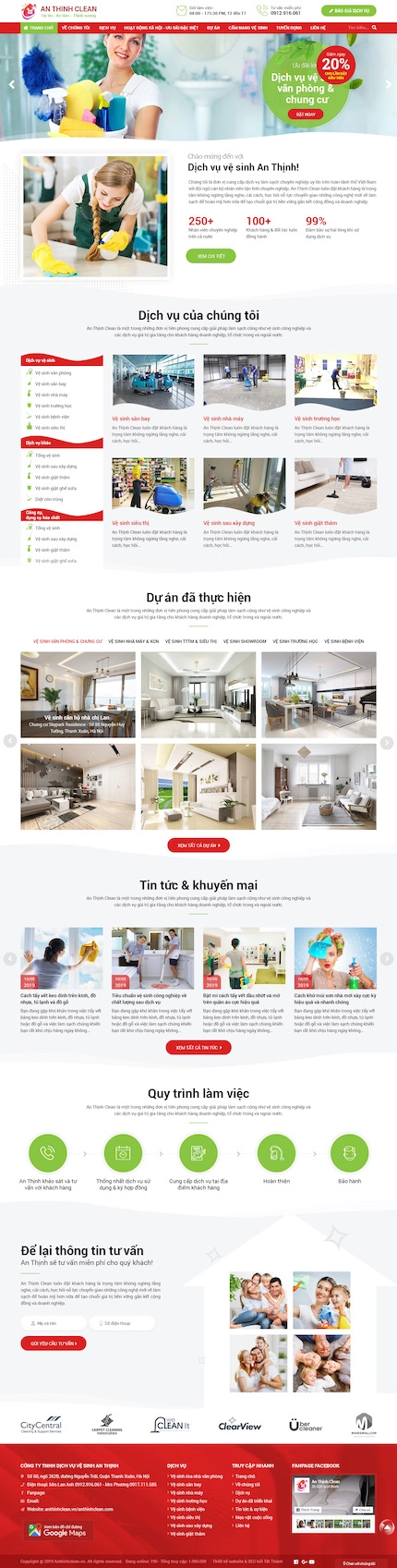 Mẫu website dịch vụ vệ sinh 1